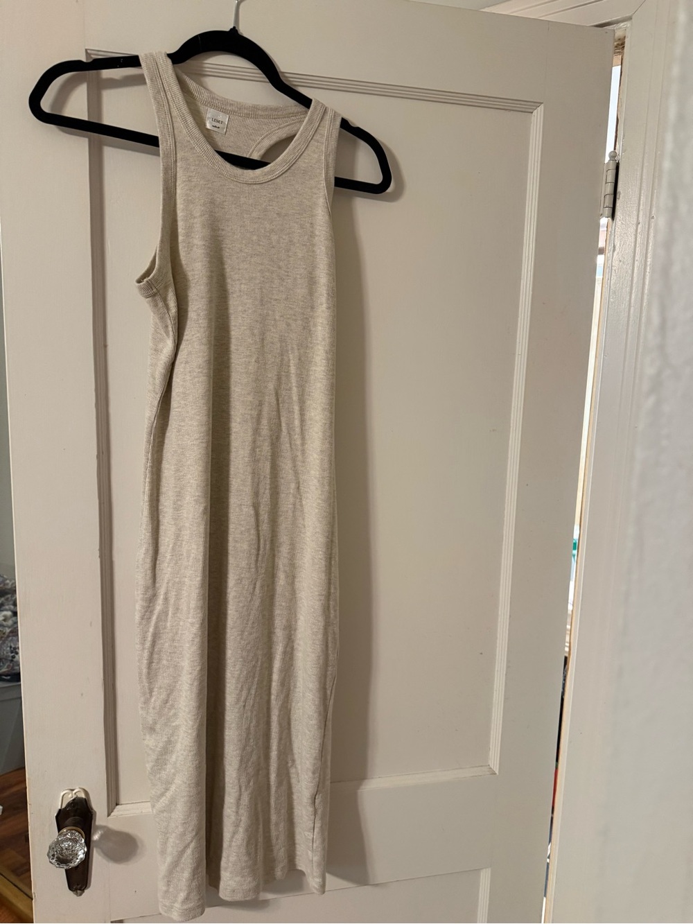 Leset Sleeveless Cream Ribbed Tank Dress